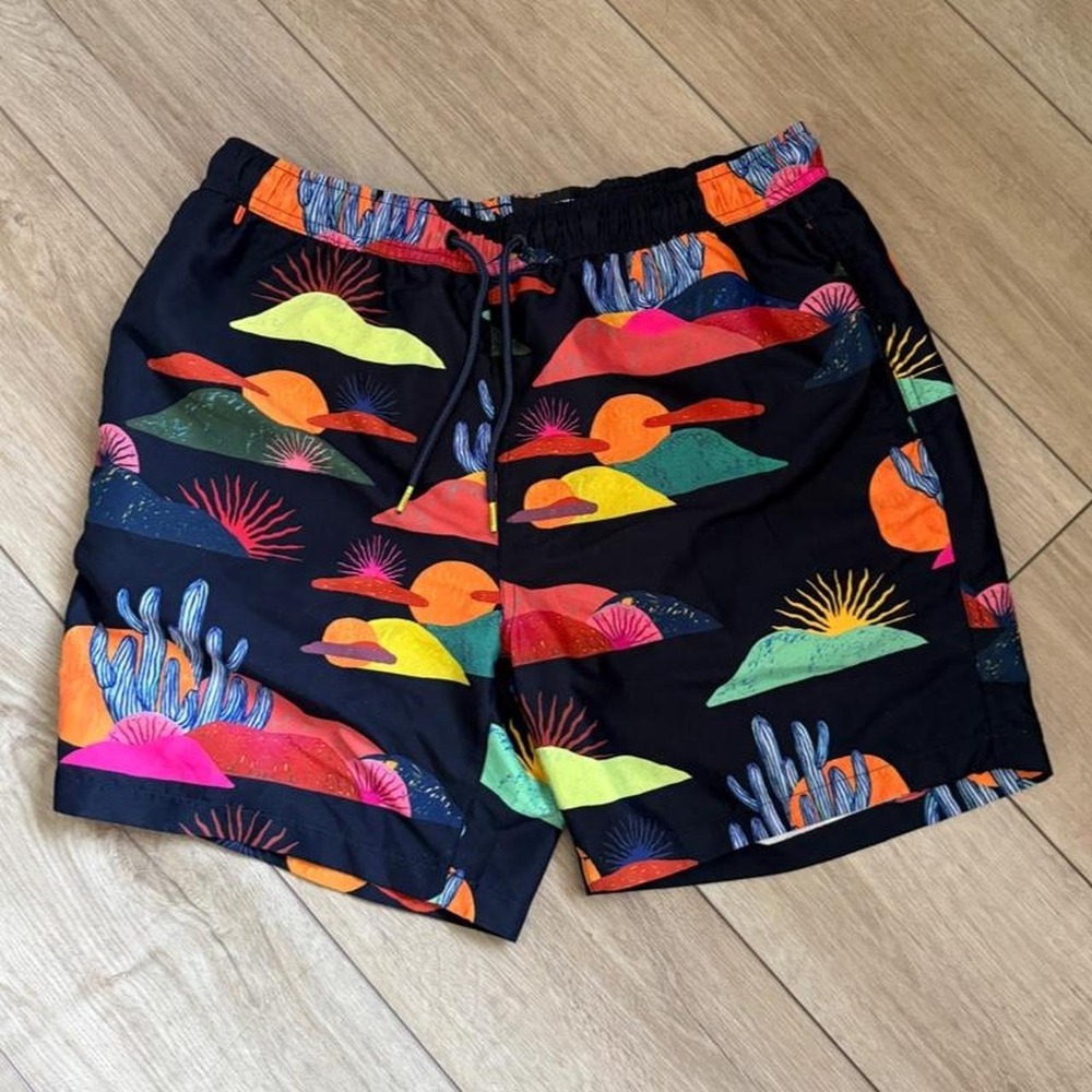 Scotch & Soda Abel Macias Desert Print Swim Trunks Festival Swim Shorts L